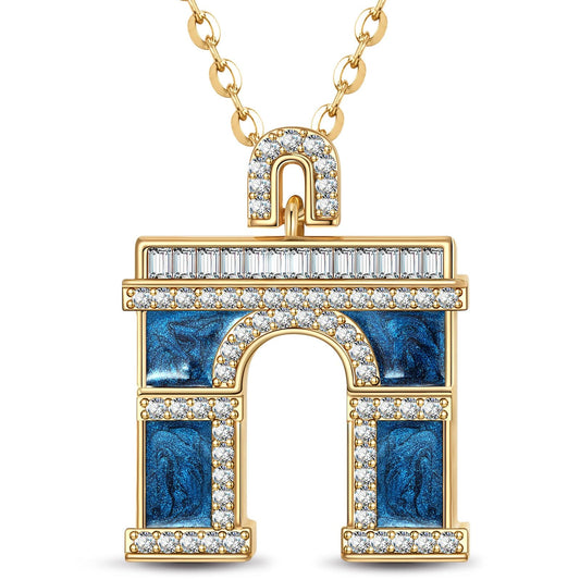 gona- Sterling Silver Necklace Chain Arch of Triumph Tarnish-resistant Silver Pendant Necklace In 14K Gold Plated