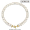 Tarnish-resistant Silver Vintage-Inspired Triple Row Pearl Necklace with Gold-Tone T-Bar Clasp - Created With Swarovski® Pearls 4mm-6mm