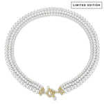 Tarnish-resistant Silver Vintage-Inspired Triple Row Pearl Necklace with Gold-Tone T-Bar Clasp - Created With 4.5mm-6mm Shell Pearls