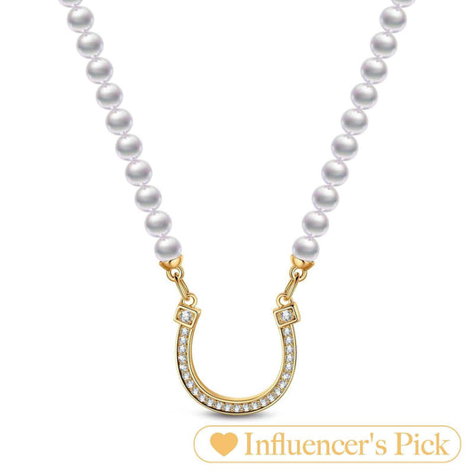 gona- [💥As @mygreatchallenge's Pick] Horseshoe Tarnish-resistant Silver Pearl Necklace In 14K Gold Plated