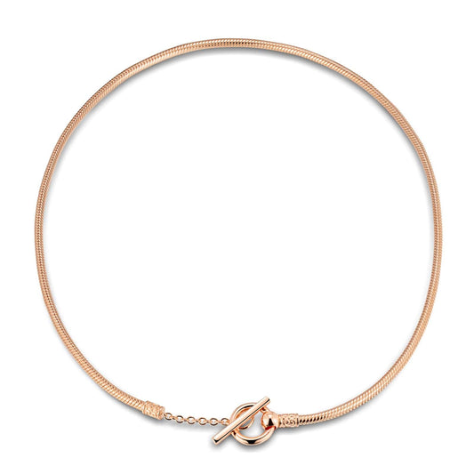 gona- Personalized Fashion Snap Chain Tarnish-resistant Silver Necklace In Rose Gold Plated