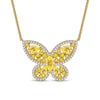 Sterling Silver Brilliant Butterfly Pendant Necklace In 14K Gold Plated
