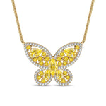 Sterling Silver Brilliant Butterfly Pendant Necklace In 14K Gold Plated