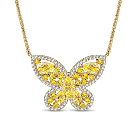 gona- Sterling Silver Brilliant Butterfly Pendant Necklace In 14K Gold Plated