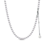 Sterling Silver Horseshoe Pearl Necklace In White Gold Plated