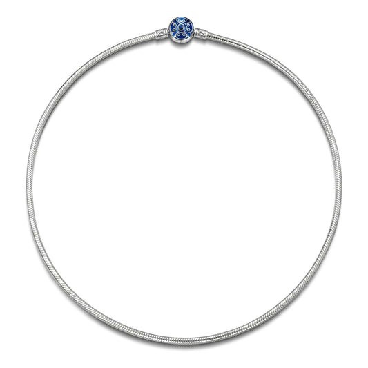 gona- Sterling Silver Personalized Fashion Snap Chain Necklace with Enamel In White Gold Plated