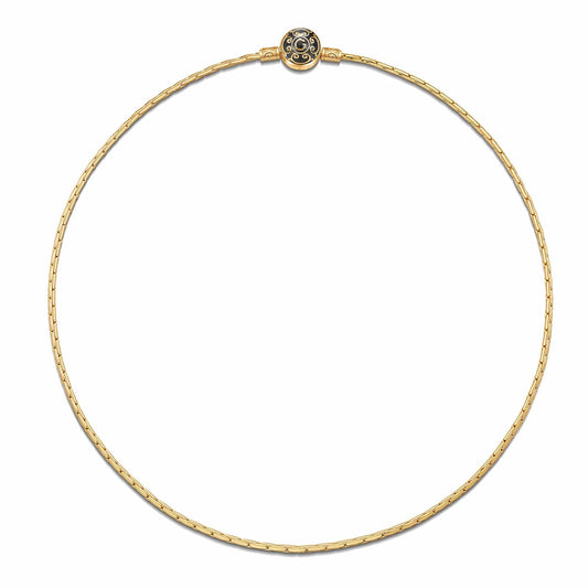 gona- Sterling Silver Personalized Fashion Snap Chain Necklace with Enamel In 14K Gold Plated