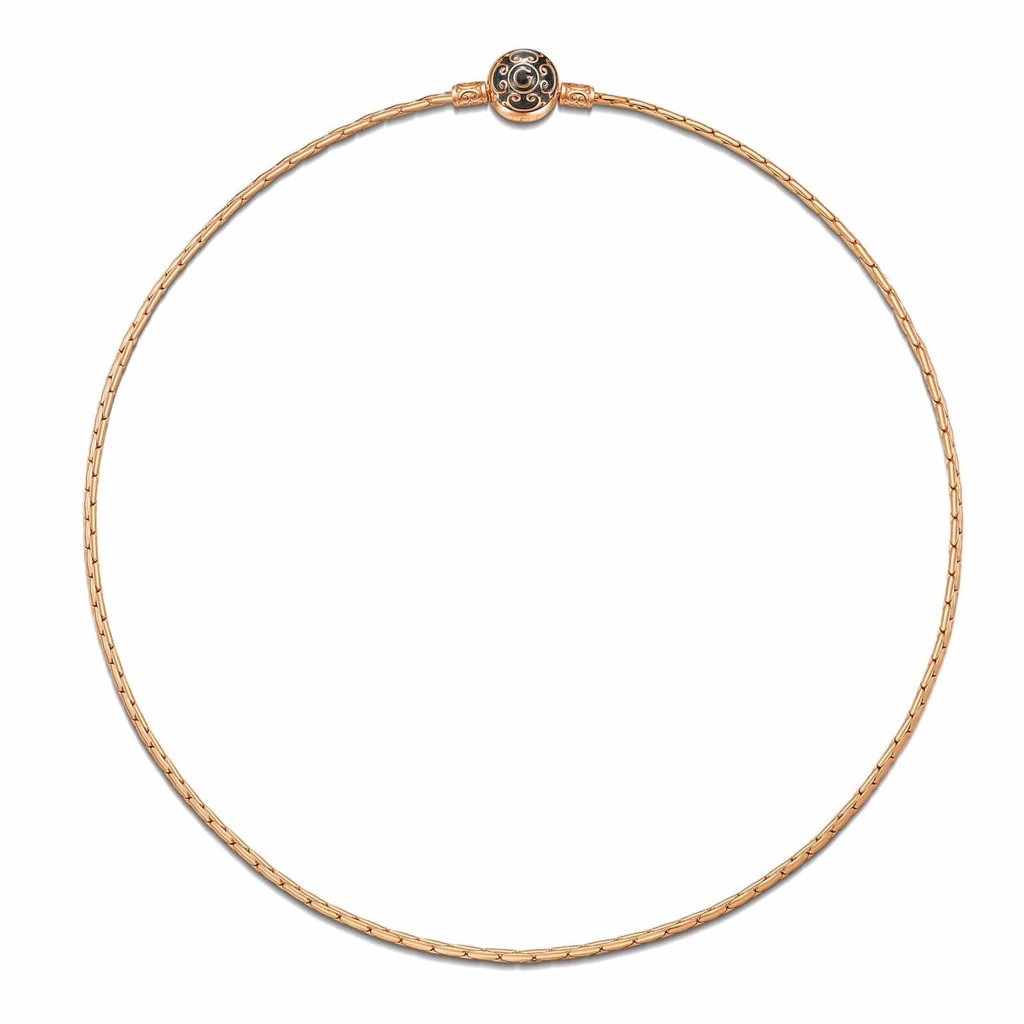 Sterling Silver Personalized Fashion Snap Chain Necklace with Enamel In Rose Gold Plated