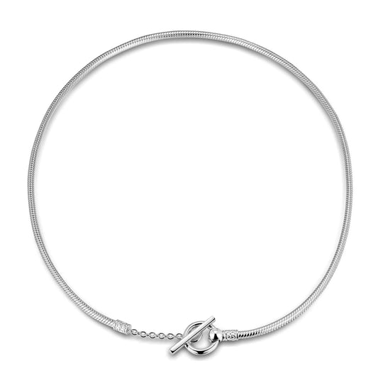 gona- Sterling Silver Personalized Fashion Snap Necklace In White Gold Plated