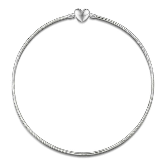 gona- Sterling Silver Classic Snake Chain Necklace In White Gold Plated
