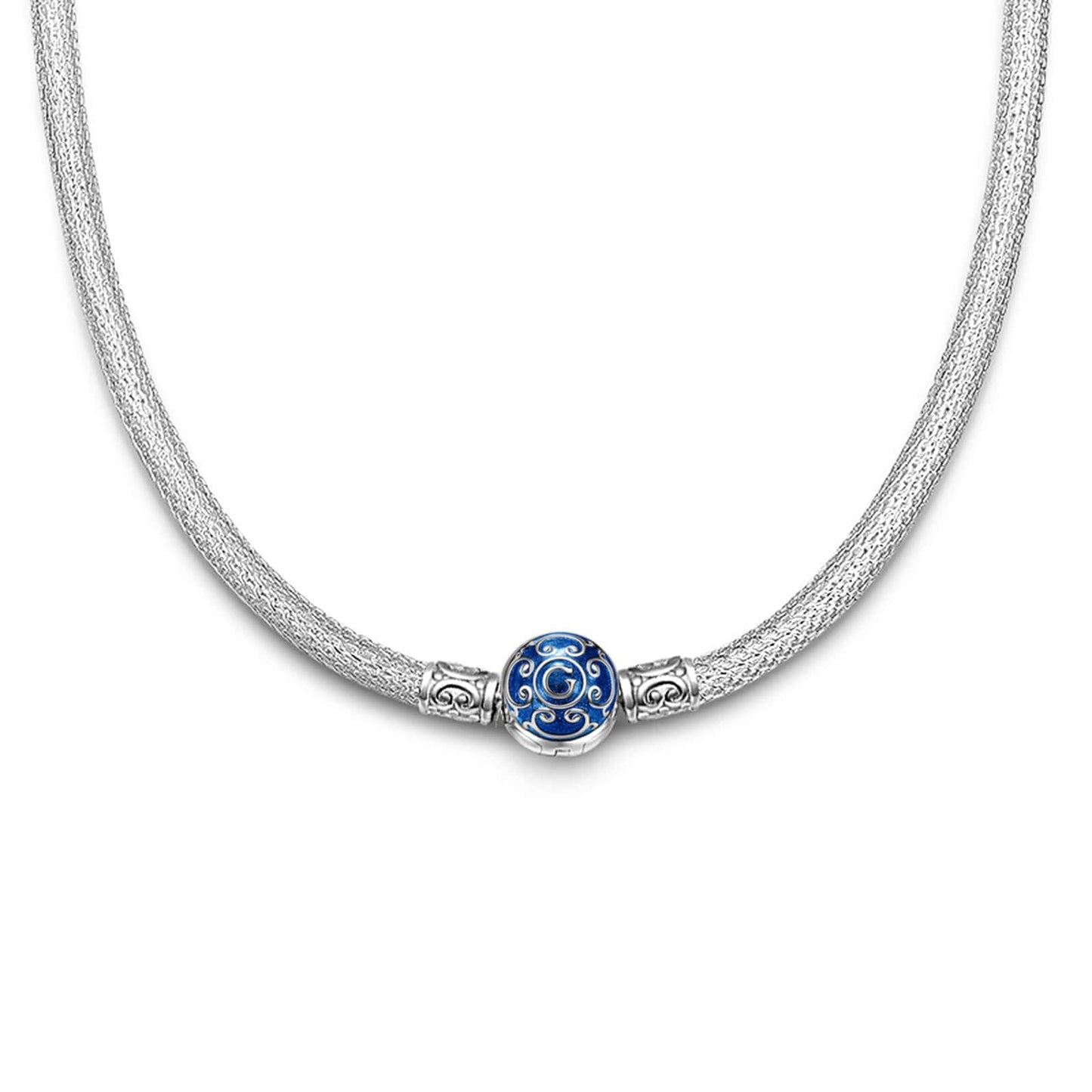 Sterling Silver Personalized Fashion Women's Charms Universal Necklace With Enamel In White Gold Plated