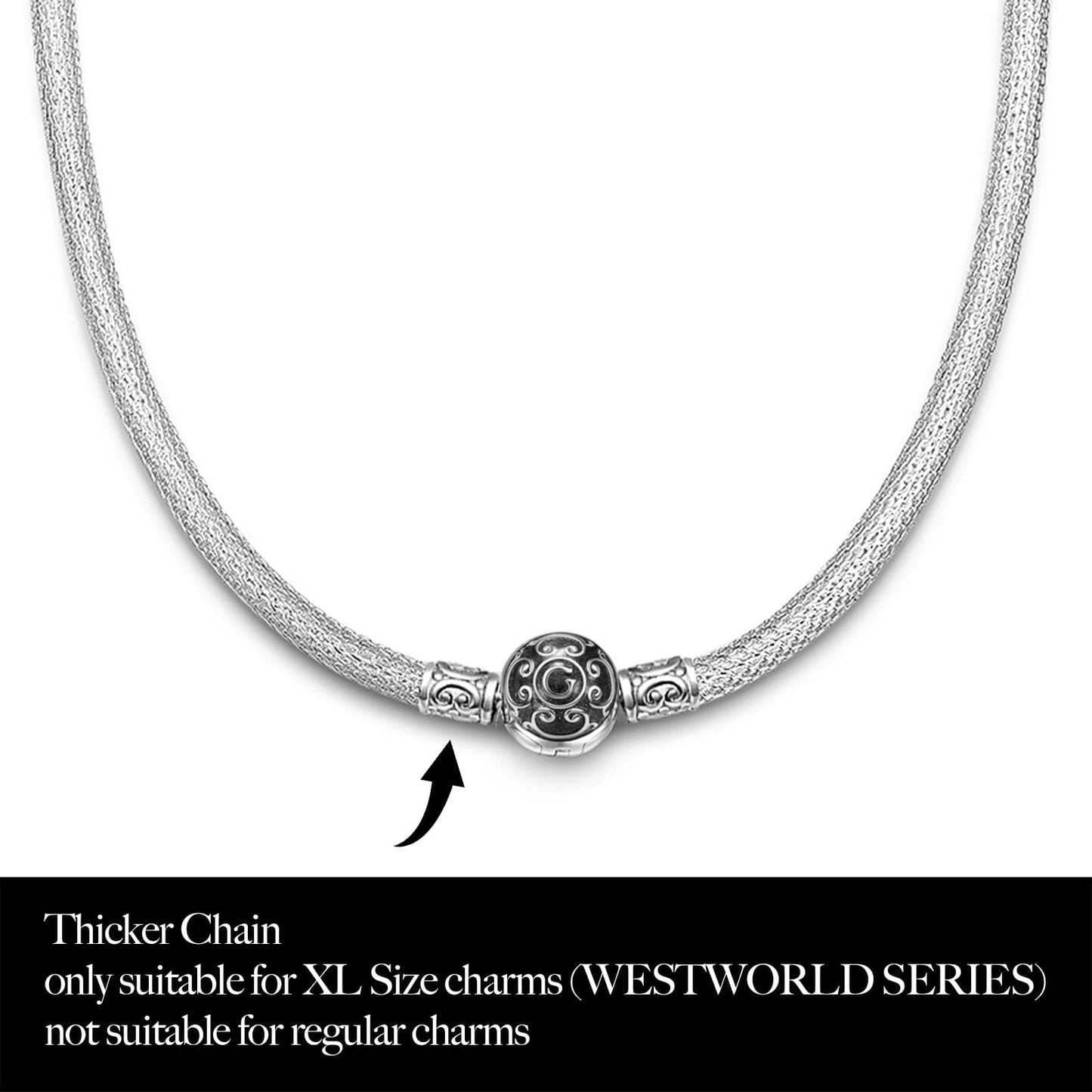 Sterling Silver Personalized Fashion Snap Necklace With Enamel In White Gold Plated For Men