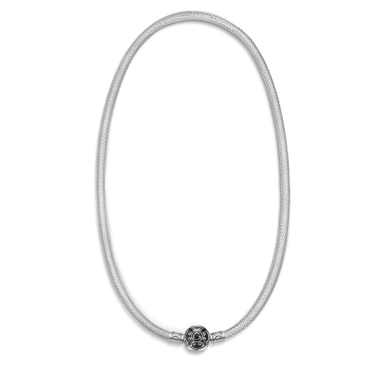 gona- Sterling Silver Personalized Fashion Snap Necklace With Enamel In White Gold Plated For Men
