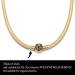 Sterling Silver Personalized Fashion Snap Necklace With Enamel In 14K Gold Plated For Men