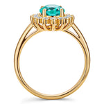 Oval Brilliant Cut Electric Lagoon Hue Lab-Certified Paraiba Tourmaline - Halo Classic Engagement Ring 14K Yellow Gold Plated (Includes GRC Certification from Gemstone Research Center)