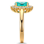 Oval Brilliant Cut Electric Lagoon Hue Lab-Certified Paraiba Tourmaline - Halo Classic Engagement Ring 14K Yellow Gold Plated (Includes GRC Certification from Gemstone Research Center)