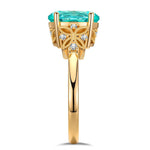 Oval Brilliant Cut Electric Lagoon Hue Lab-Certified Paraiba Tourmaline - Pave Classic Engagement Ring 14K Yellow Gold Plated (Includes GRC Certification from Gemstone Research Center)