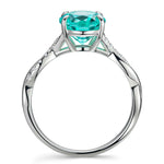 Oval Brilliant Cut Electric Lagoon Hue Lab-Certified Paraiba Tourmaline - Pave Classic Engagement Ring White Gold Plated (Includes GRC Certification from Gemstone Research Center)