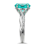 Oval Brilliant Cut Electric Lagoon Hue Lab-Certified Paraiba Tourmaline - Pave Classic Engagement Ring White Gold Plated (Includes GRC Certification from Gemstone Research Center)
