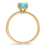 Oval Brilliant Cut Electric Lagoon Hue Lab-Certified Paraiba Tourmaline - Pave Classic Engagement Ring 14K Yellow Gold Plated (Includes GRC Certification from Gemstone Research Center)