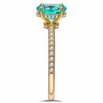Oval Brilliant Cut Electric Lagoon Hue Lab-Certified Paraiba Tourmaline - Pave Classic Engagement Ring 14K Yellow Gold Plated (Includes GRC Certification from Gemstone Research Center)