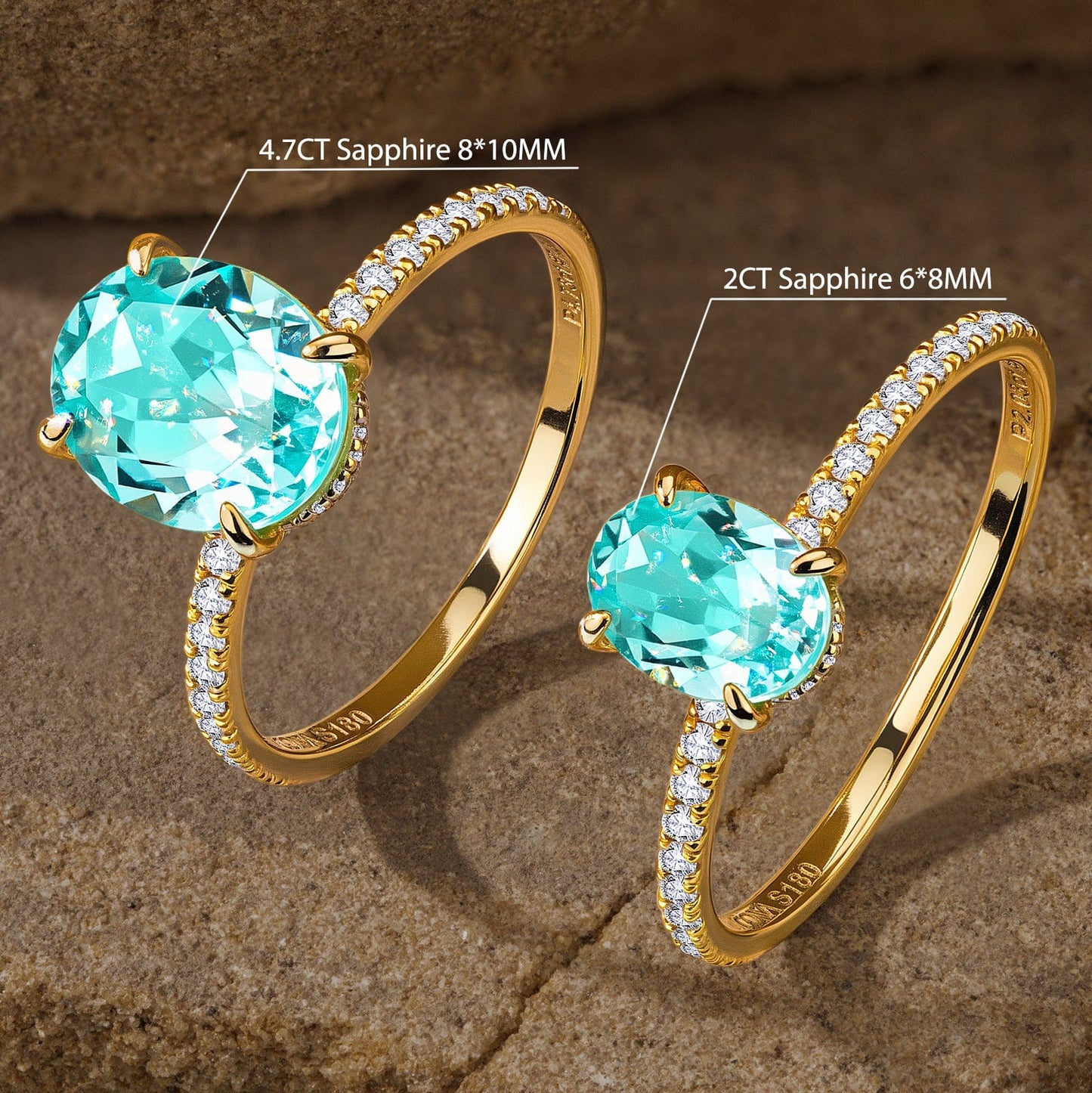 Oval Brilliant Cut Electric Lagoon Hue Lab-Certified Paraiba Tourmaline - Pave Classic Engagement Ring 14K Yellow Gold Plated (Includes GRC Certification from Gemstone Research Center)