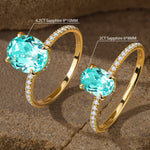 Oval Brilliant Cut Electric Lagoon Hue Lab-Certified Paraiba Tourmaline - Pave Classic Engagement Ring 14K Yellow Gold Plated (Includes GRC Certification from Gemstone Research Center)