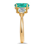 Oval Brilliant Cut Electric Lagoon Hue Lab-Certified Paraiba Tourmaline - Three Stone Classic Engagement Ring 14K Yellow Gold Plated (Includes GRC Certification from Gemstone Research Center)