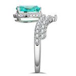 Pear Brilliant Cut Electric Lagoon Hue Lab-Certified Paraiba Tourmaline - Halo Classic Engagement Ring White Gold Plated (Includes GRC Certification from Gemstone Research Center)