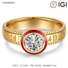 IGI Certified Lab-Grown Round Brilliant Cut Diamond - Solitaire Classic Engagement Ring 14K Yellow Gold Plated (Includes IGI Certification from International Gemological Institute)