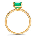 Emerald-Cut Vivid Colombian Green Lab-Certified Emerald - Pave Classic Engagement Ring 14K Yellow Gold Plated (Includes GRC Certification from Gemstone Research Center)