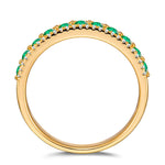 Round Brilliant Cut Vivid Colombian Green Lab-Certified Emerald - Half Eternity Ring 14K Yellow Gold Plated (Includes GRC Certification from Gemstone Research Center)
