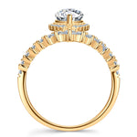 Lab-Certified Pear Brilliant Cut Moissanite - Halo Classic Engagement Ring 14K Yellow Gold Plated (Includes GRA Certification from Gemological Research Association)