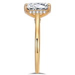 Lab-Certified Radiant Cut Moissanite - Hidden Halo Classic Engagement Ring 14K Yellow Gold Plated (Includes GRA Certification from Gemological Research Association)