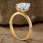 Lab-Certified Pear Brilliant Cut Moissanite - Hidden Halo Classic Engagement Ring 14K Yellow Gold Plated (Includes GRA Certification from Gemological Research Association)