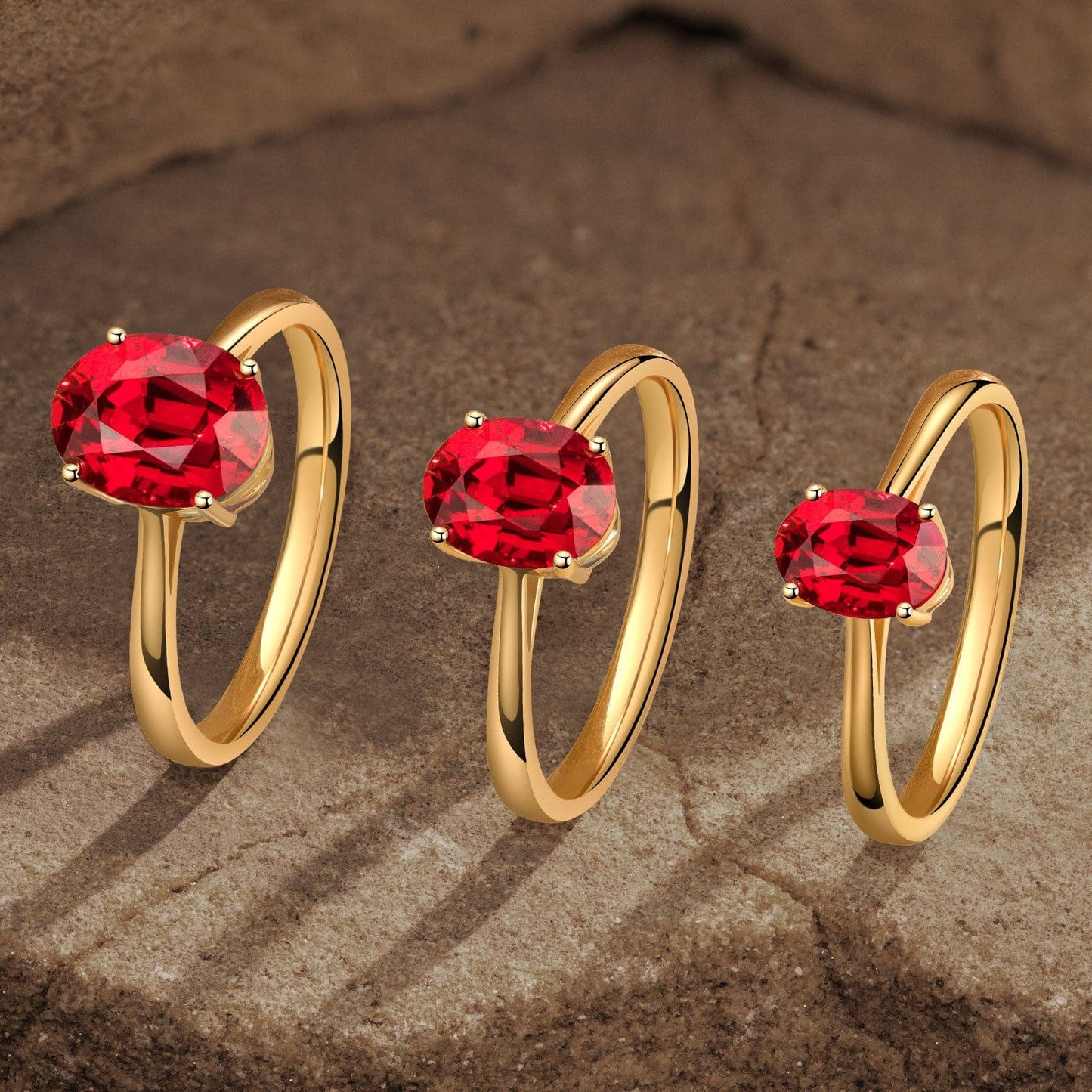 Oval Brilliant Cut Vivid Pigeon Blood Red Lab-Certified Ruby - Solitaire Classic Engagement Ring 14K Yellow Gold Plated (Includes GRC Certification from Gemstone Research Center)