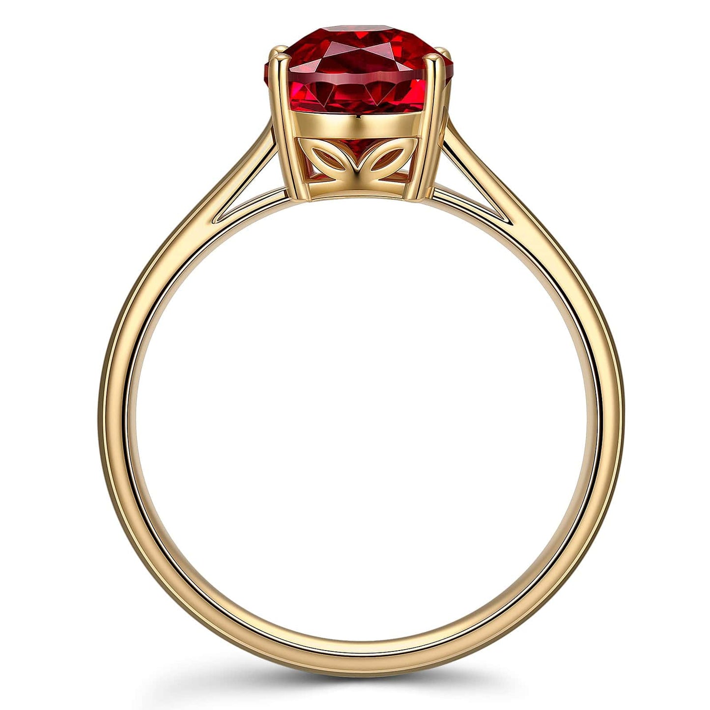 Oval Brilliant Cut Vivid Pigeon Blood Red Lab-Certified Ruby - Solitaire Classic Engagement Ring 14K Yellow Gold Plated (Includes GRC Certification from Gemstone Research Center)
