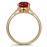 Oval Brilliant Cut Vivid Pigeon Blood Red Lab-Certified Ruby - Solitaire Classic Engagement Ring 14K Yellow Gold Plated (Includes GRC Certification from Gemstone Research Center)