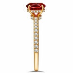 Oval Brilliant Cut Vivid Pigeon Blood Red Lab-Certified Ruby - Pave Classic Engagement Ring 14K Yellow Gold Plated (Includes GRC Certification from Gemstone Research Center)