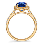 Oval Brilliant Cut Royal Blue Hue Lab-Certified Blue Sapphire - Halo Classic Engagement Ring 14K Yellow Gold Plated (Includes GRC Certification from Gemstone Research Center)