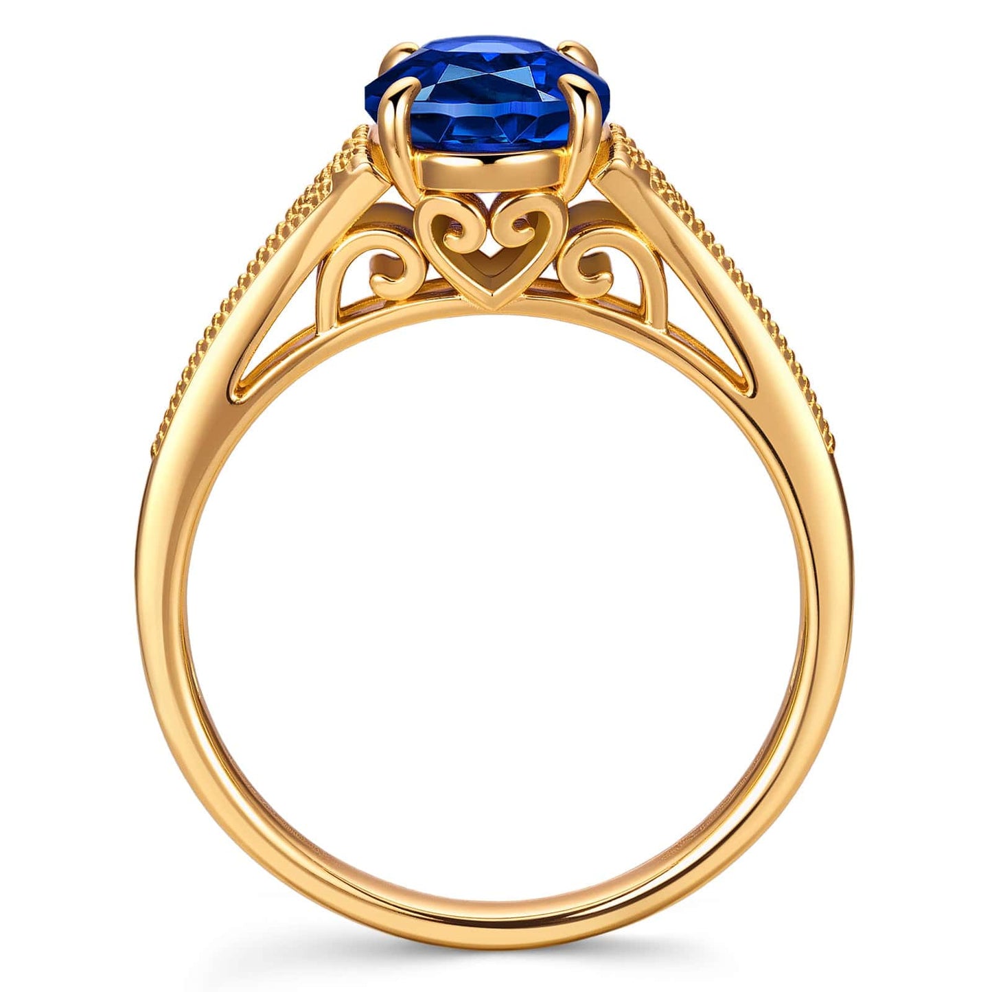 Oval Brilliant Cut Royal Blue Hue Lab-Certified Blue Sapphire - Pave Classic Engagement Ring 14K Yellow Gold Plated (Includes GRC Certification from Gemstone Research Center)