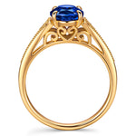 Oval Brilliant Cut Royal Blue Hue Lab-Certified Blue Sapphire - Pave Classic Engagement Ring 14K Yellow Gold Plated (Includes GRC Certification from Gemstone Research Center)