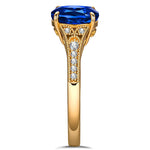 Oval Brilliant Cut Royal Blue Hue Lab-Certified Blue Sapphire - Pave Classic Engagement Ring 14K Yellow Gold Plated (Includes GRC Certification from Gemstone Research Center)