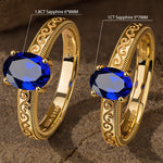 Oval Brilliant Cut Royal Blue Hue Lab-Certified Blue Sapphire - Solitaire Classic Engagement Ring 14K Yellow Gold Plated (Includes GRC Certification from Gemstone Research Center)