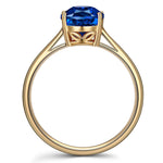 Oval Brilliant Cut Royal Blue Hue Lab-Certified Blue Sapphire - Solitaire Classic Engagement Ring 14K Yellow Gold Plated (Includes GRC Certification from Gemstone Research Center)