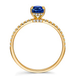 Oval Brilliant Cut Royal Blue Hue Lab-Certified Blue Sapphire - Pave Classic Engagement Ring 14K Yellow Gold Plated (Includes GRC Certification from Gemstone Research Center)