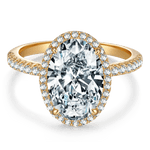 Lab-Certified Oval Brilliant Cut Moissanite - Halo Classic Engagement Ring 14K Yellow Gold Plated (Includes GRA Certification from Gemological Research Association)