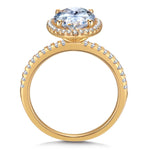 Lab-Certified Oval Brilliant Cut Moissanite - Halo Classic Engagement Ring 14K Yellow Gold Plated (Includes GRA Certification from Gemological Research Association)