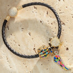 Animals Tarnish-resistant Silver Charms Bracelet Set With Enamel In 14K Gold Plated (Includes bracelet and all charms shown)