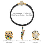Animals Tarnish-resistant Silver Charms Bracelet Set With Enamel In 14K Gold Plated (Includes bracelet and all charms shown)
